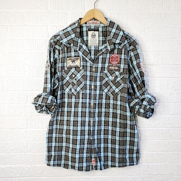 J.A.C.H.S western style plaid button down extra large - Picture 2 of 13